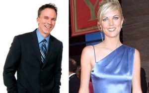 Melissa Buccigross in blue dress (right) and her ex-husband John Buccigross (left)