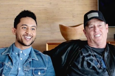 Timothy Mowry  poses a picture with son Tahj Mowry.