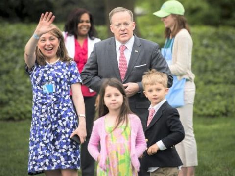 Rebecca Claire Miller poses with her husband Sean Spicer and children.