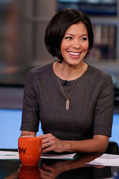 Alex Wagner in a black t-shirt caught in the camera.