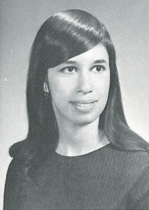 Linda Greenhouse in a black t-shirt during her teenage days.