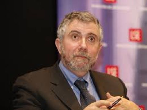 Paul Krugman in a black suit caught on the camera.