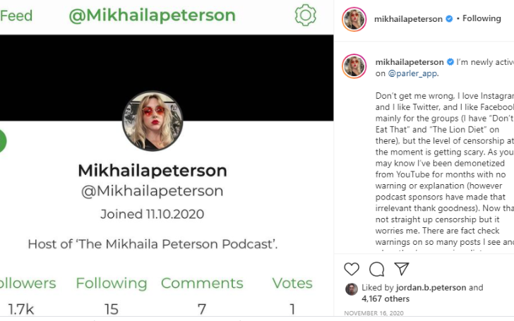 Mikhaila Peterson a huge fan following as a health blogger and Instagram influencer.  