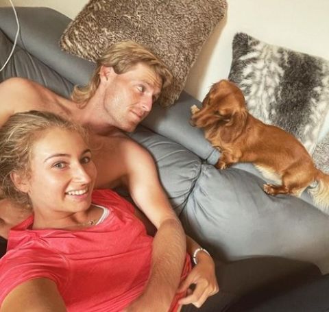 Daria Gavrilova with her Australian lover, Luke Saville and they pet dog.