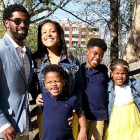 Sheinelle Jones with her husband and their three children.