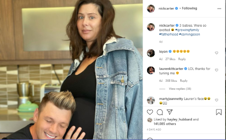 Nick Carter announced he is expcting third child with wife Lauren in APril 2021